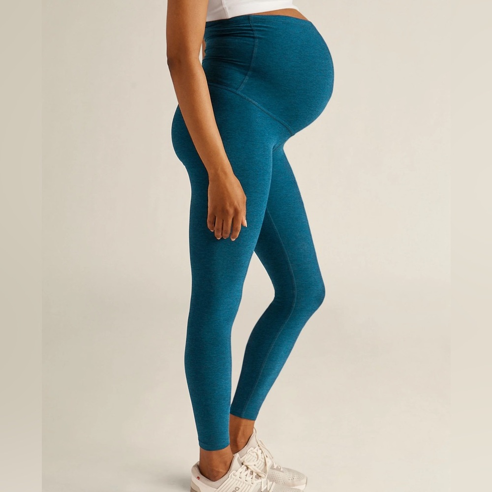 Spacedye Love the Bump Midi Maternity Legging - Blue Gem Heather / L